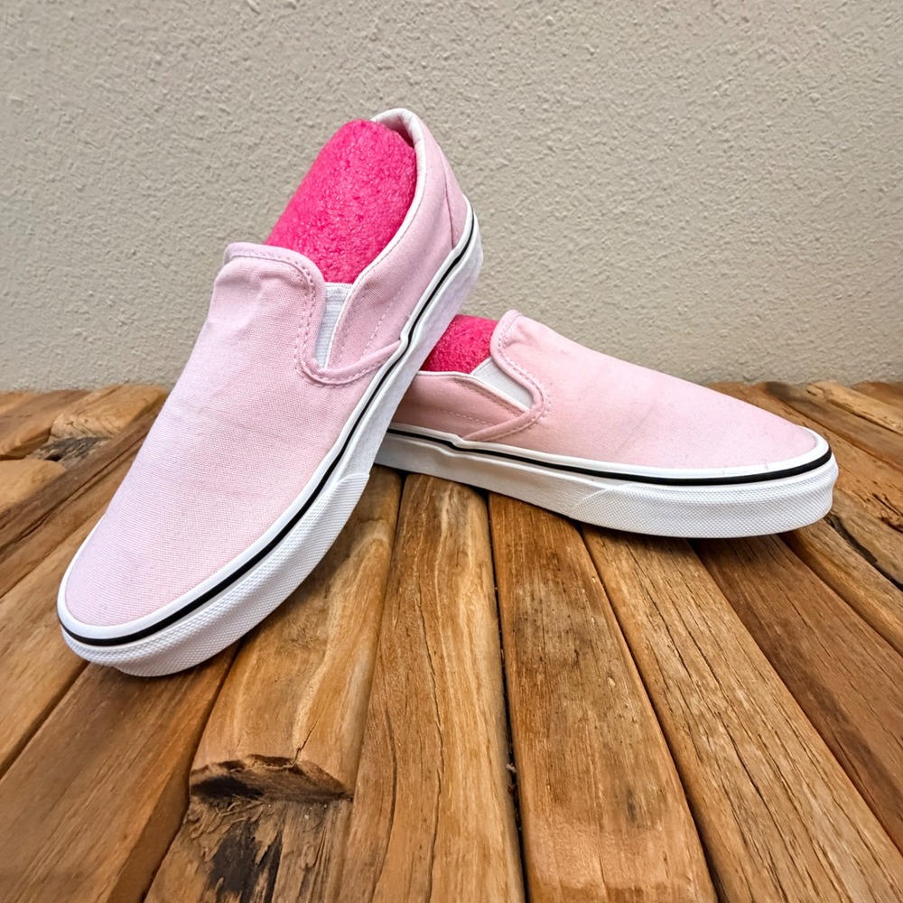 Vans Classic Slip-On Shoes Pink Canvas Low Top Skate Sneakers